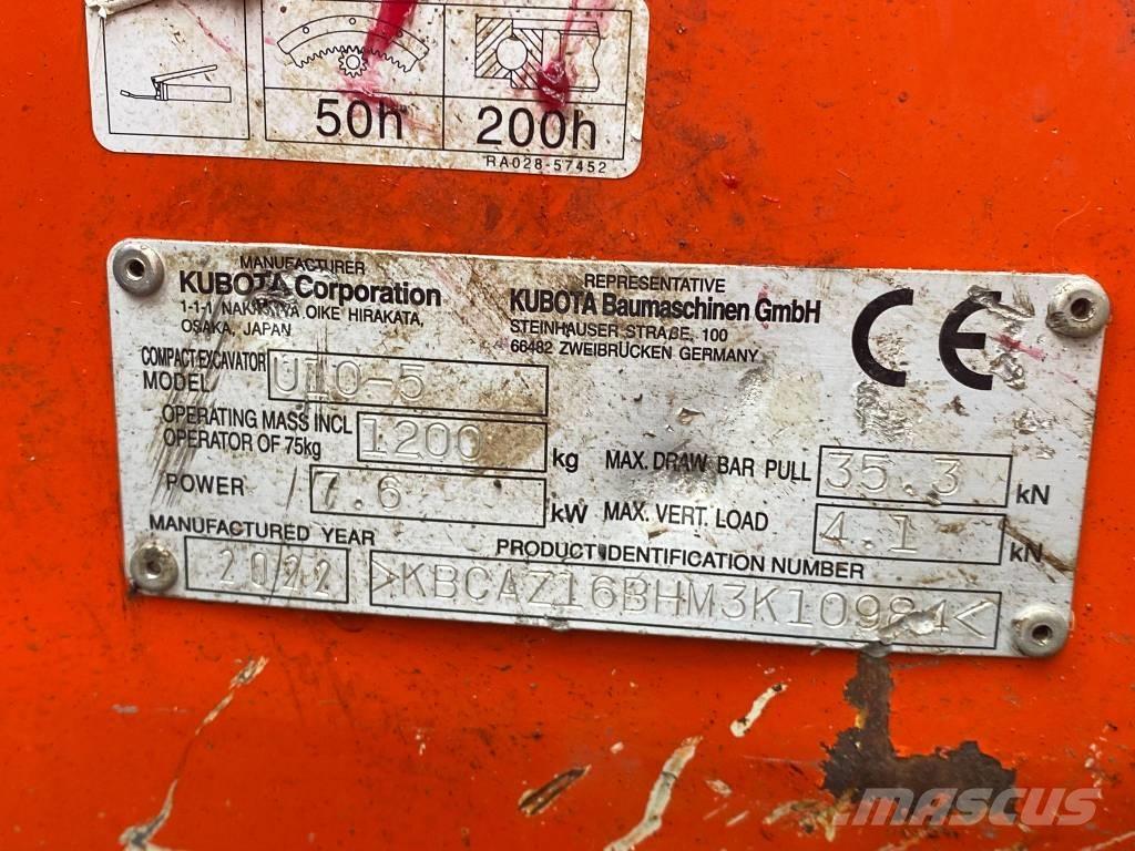 Kubota u10-5 Mini kotrók < 7t