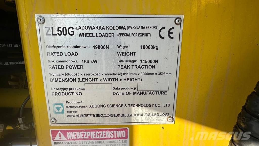 XCMG ZL 50 G Gumikerekes homlokrakodók