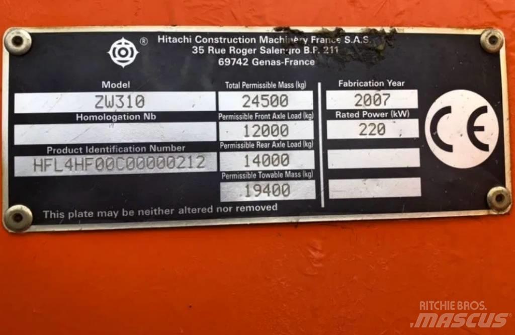 Hitachi ZW 310 Gumikerekes homlokrakodók