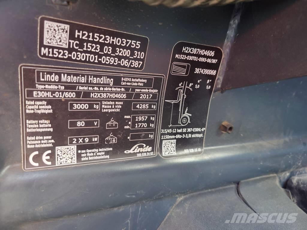 Linde E30/600HL/387 Elektromos targoncák