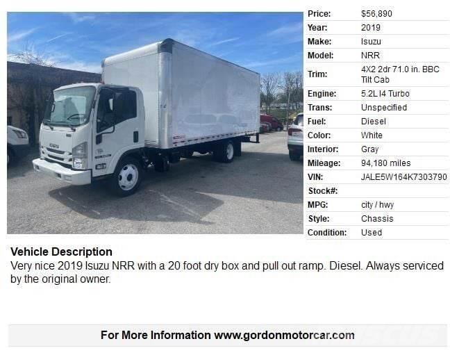 Isuzu NRR Dobozos teherautók
