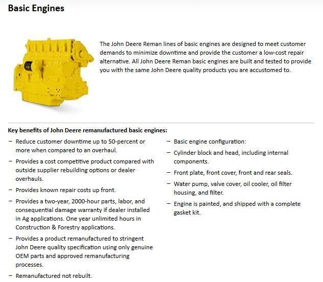 John Deere 6466T Motorok