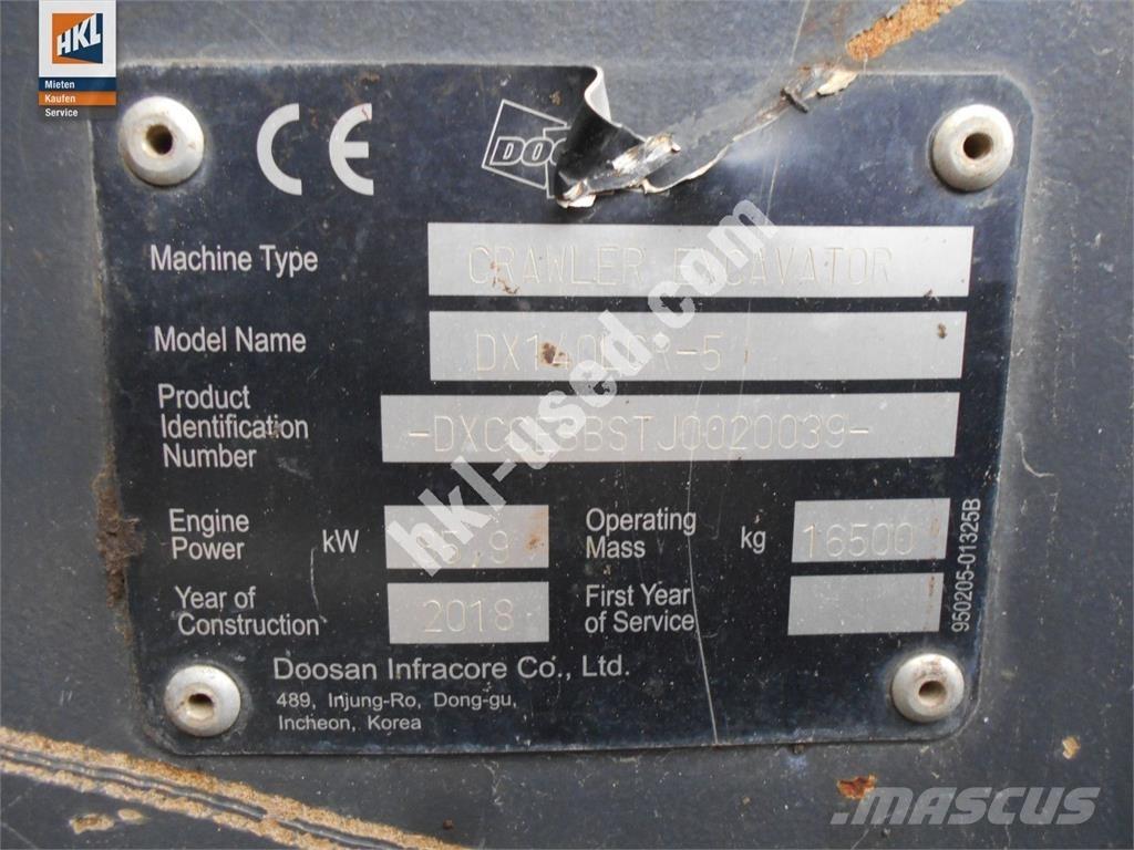 Doosan DX 140 LCR-5 Lánctalpas kotrók