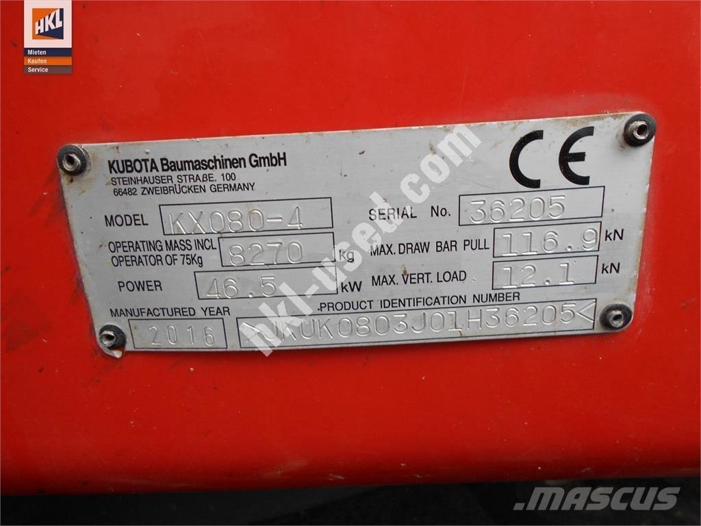 Kubota KX 080-4 Mini kotrók < 7t