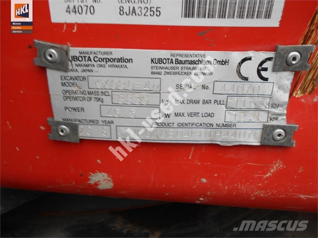 Kubota KX 080-4 Mini kotrók < 7t
