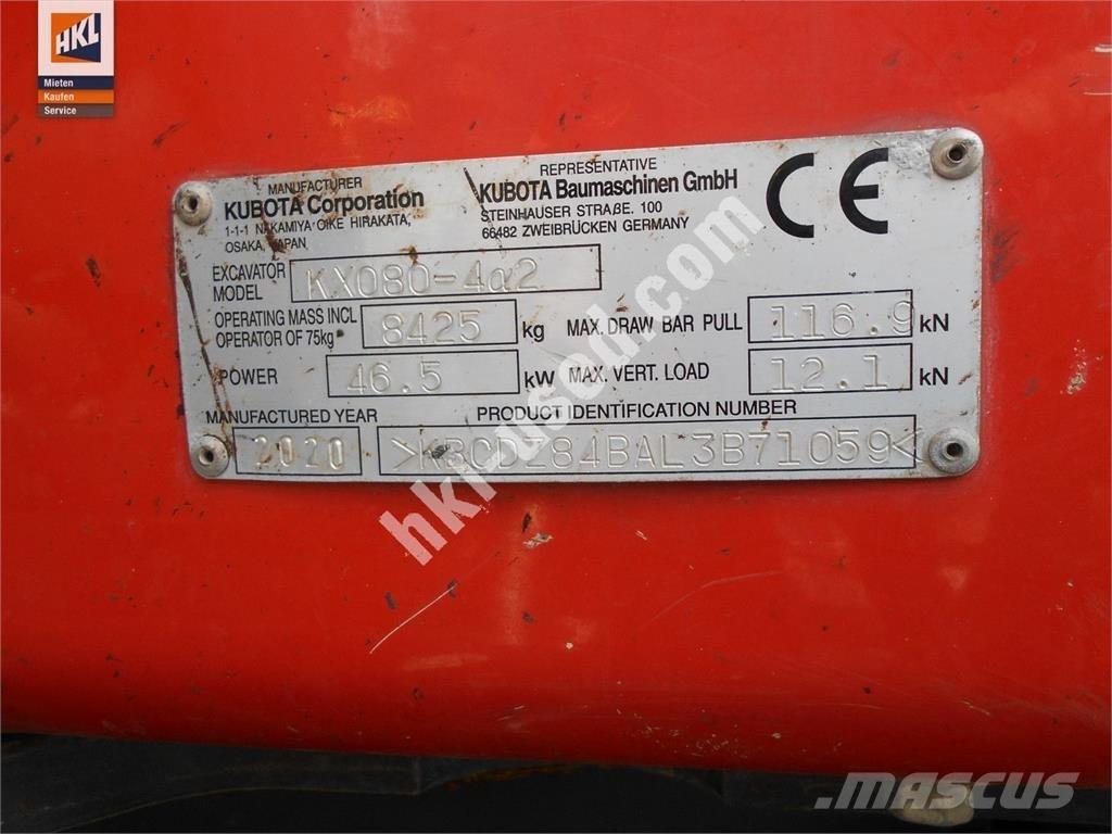 Kubota KX 080-4 Mini kotrók < 7t