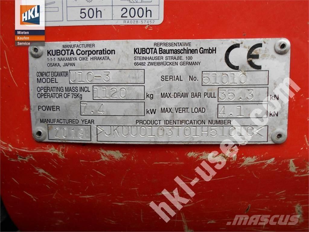 Kubota U 10-3 Mini kotrók < 7t