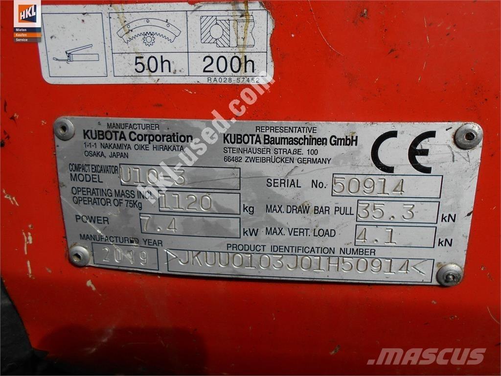 Kubota U 10-3 Mini kotrók < 7t