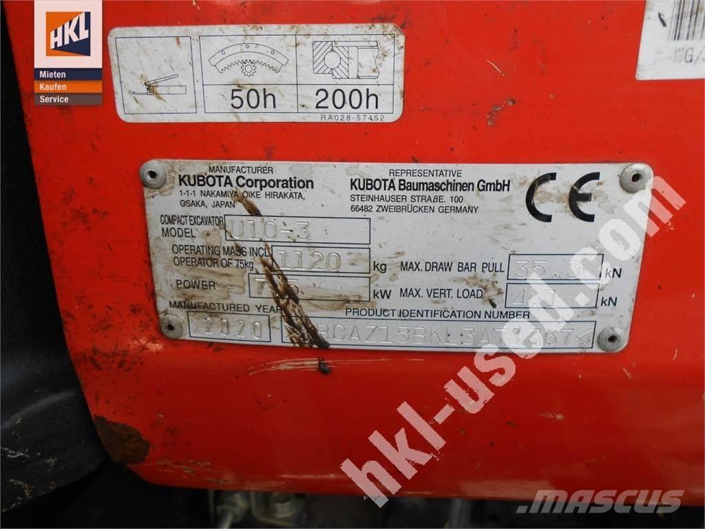 Kubota U 10-3 Mini kotrók < 7t