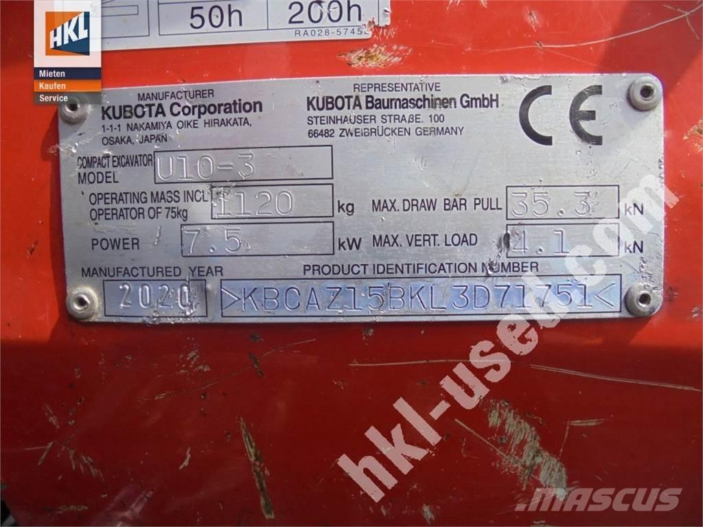 Kubota U 10-3 Mini kotrók < 7t