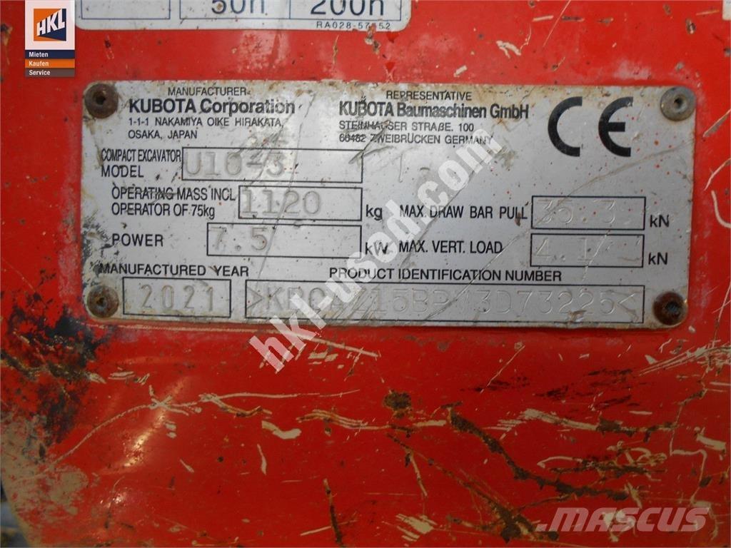 Kubota U 10-3 Mini kotrók < 7t
