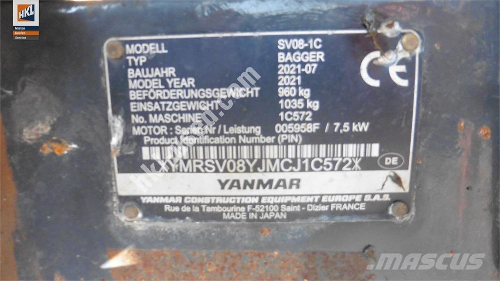 Yanmar SV 08-1C Mini kotrók < 7t