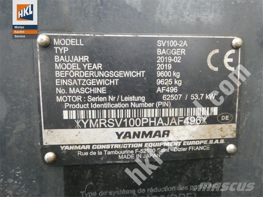 Yanmar SV 100-2 Mini kotrók < 7t