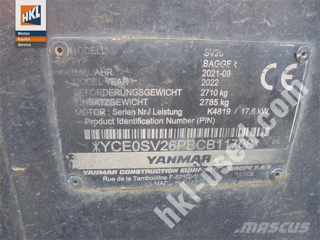 Yanmar SV 26 Mini kotrók < 7t
