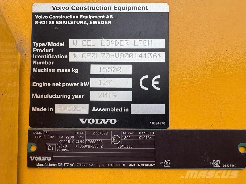 Volvo L70H Gumikerekes homlokrakodók