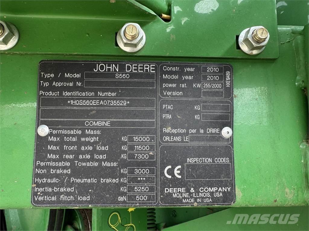 John Deere S560 Kombájnok