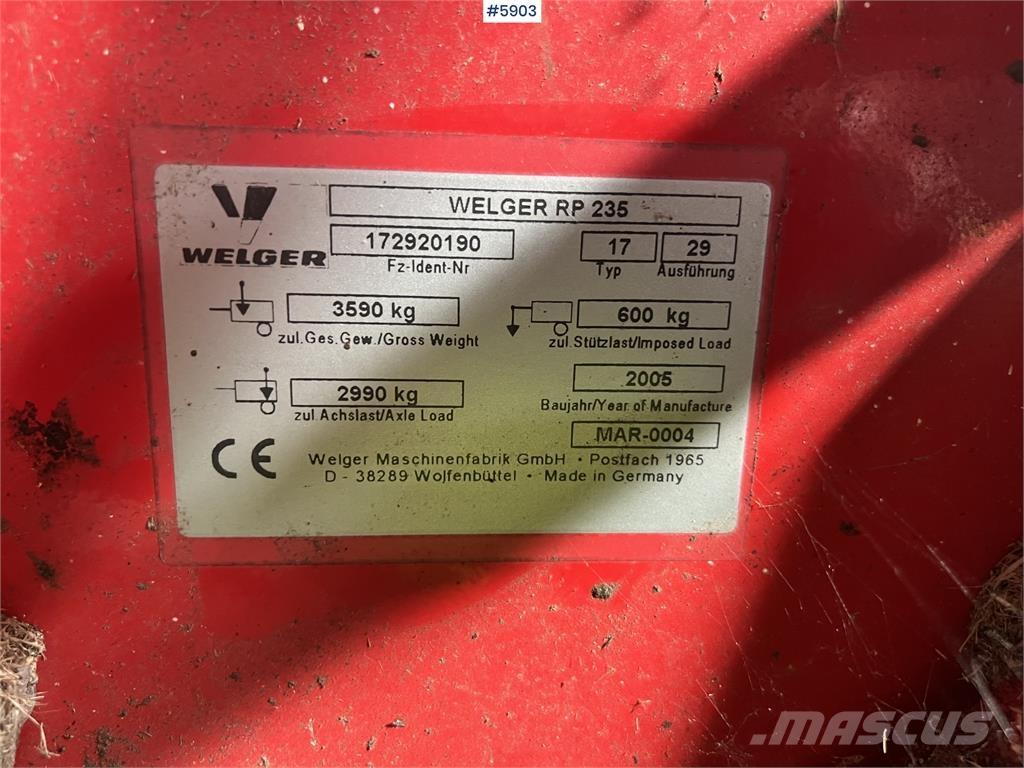Welger RP 235 Egyéb betakarító felszerelések