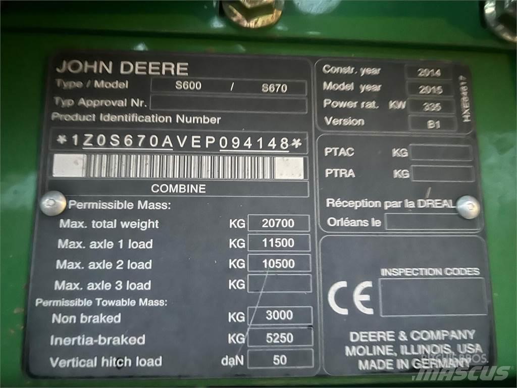John Deere S670i Kombájnok