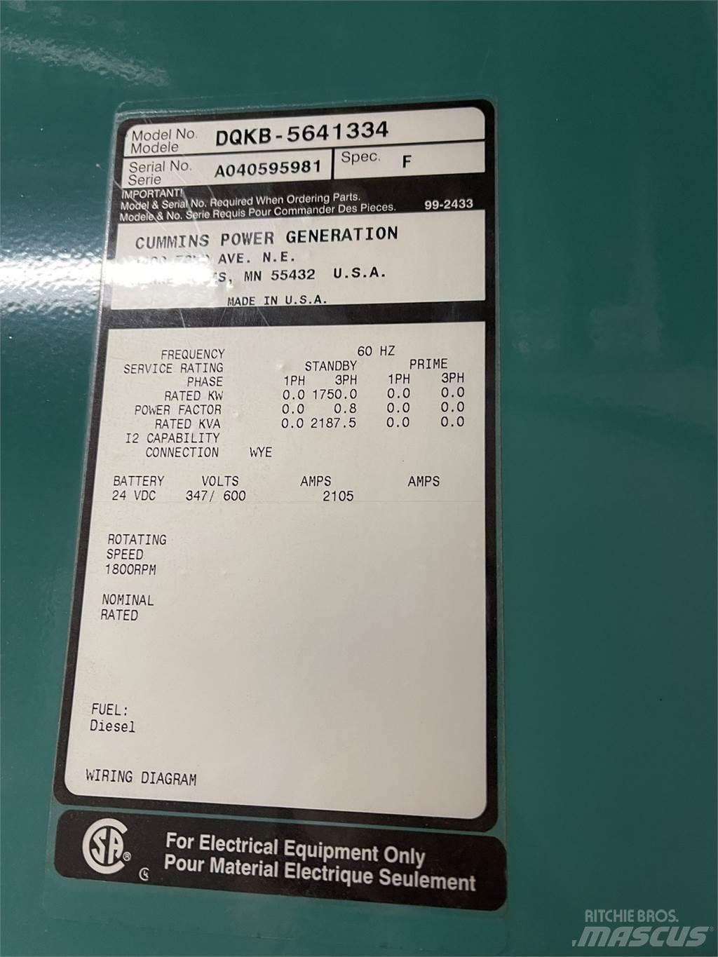 Cummins DQKB-5641334 Dízel áramfejlesztők