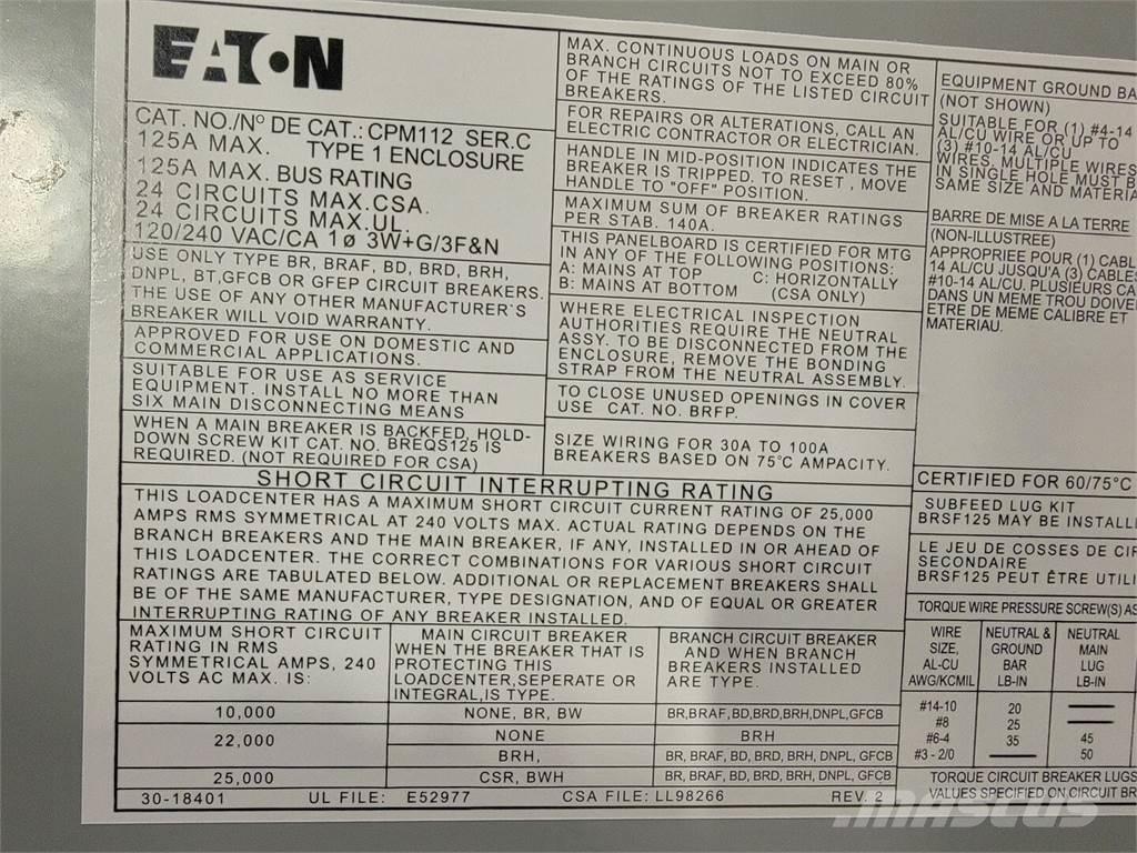 Eaton PM112 Építőipar - Egyebek