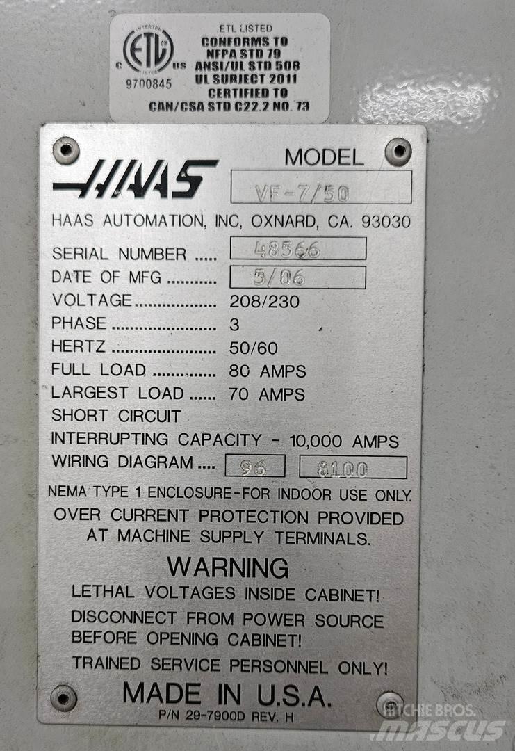 Haas VF-7/50 Építőipar - Egyebek