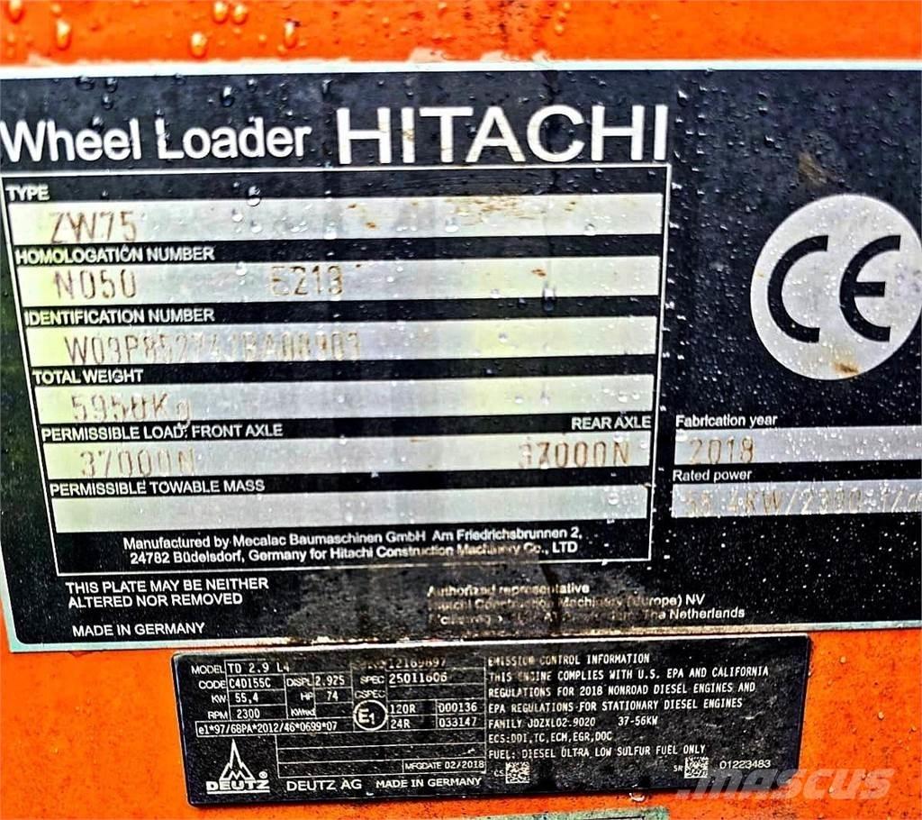 Hitachi ZW75 Mini homlokrakodók