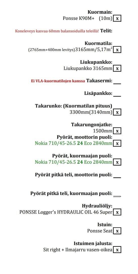 Ponsse Elk 8WD Kihordók