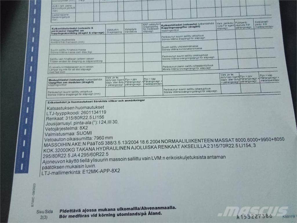 Sisu E12 erdészeti gépszállító teherautók