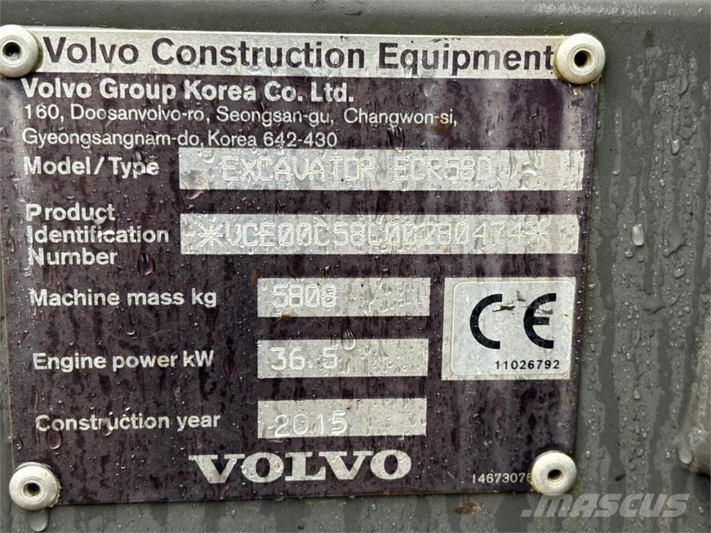 Volvo ECR 58 D Mini kotrók < 7t