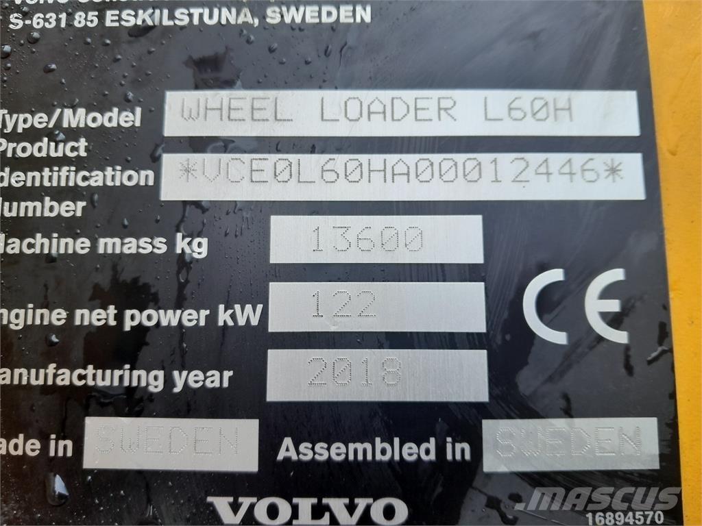 Volvo L60H Gumikerekes homlokrakodók