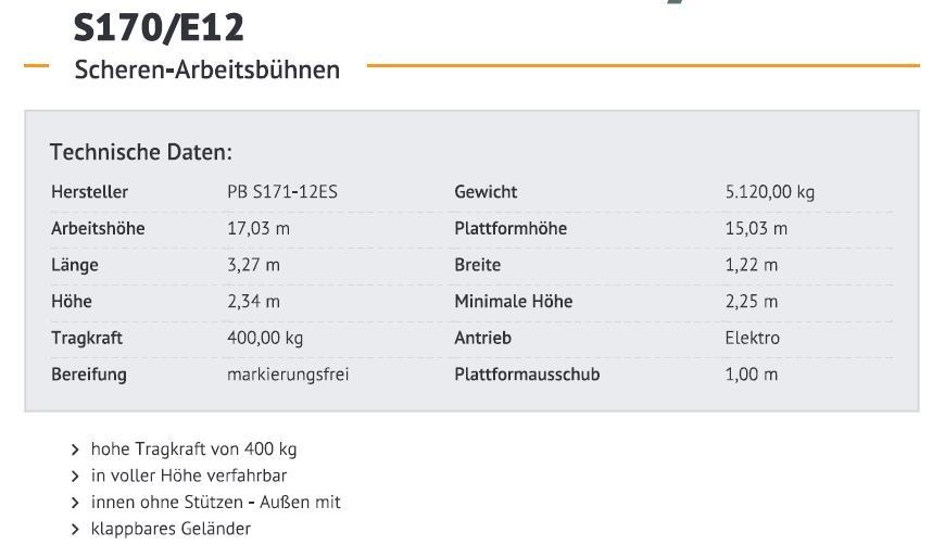PB S171-12ES Ollós emelők