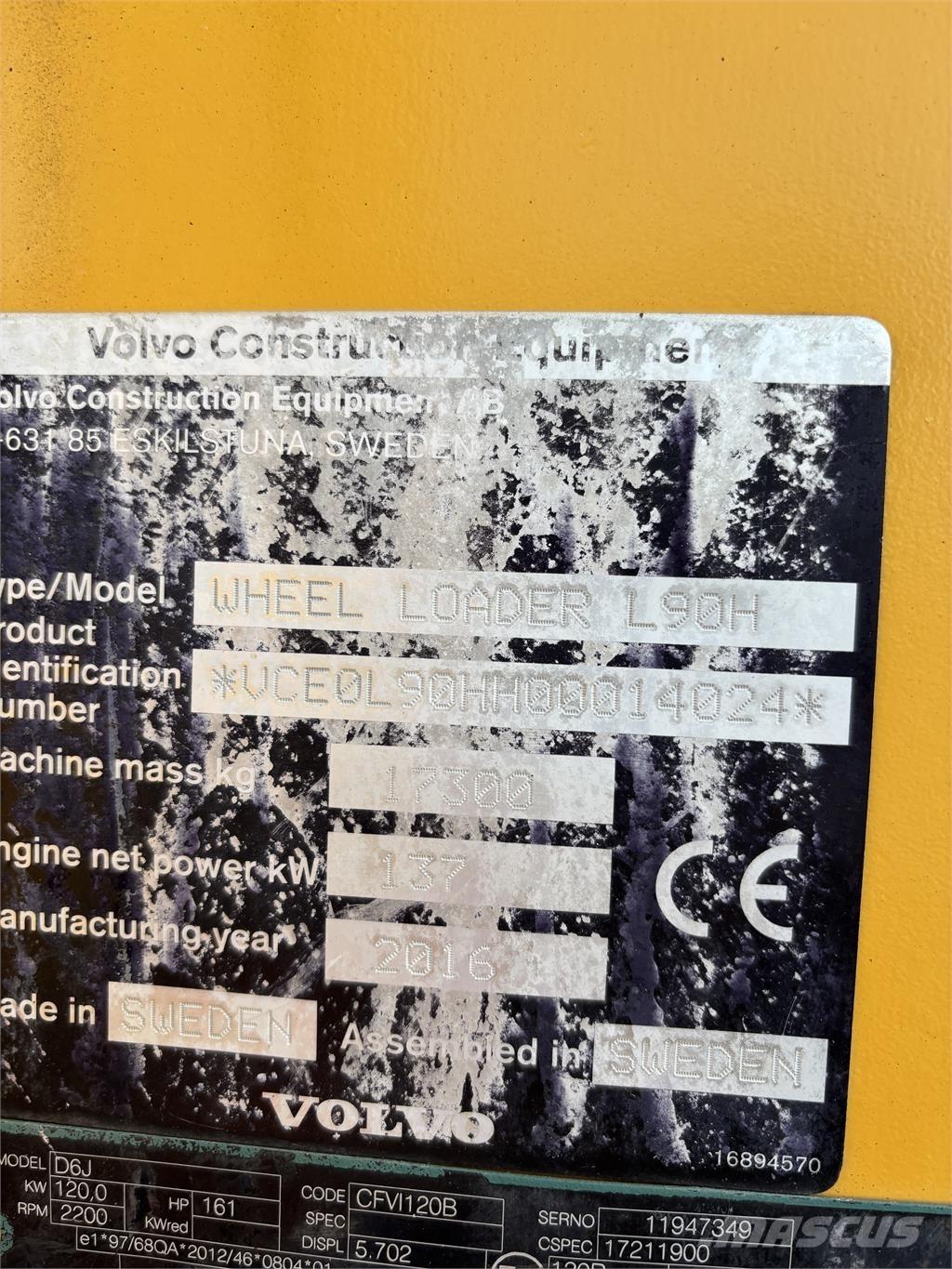 Volvo L90H Gumikerekes homlokrakodók