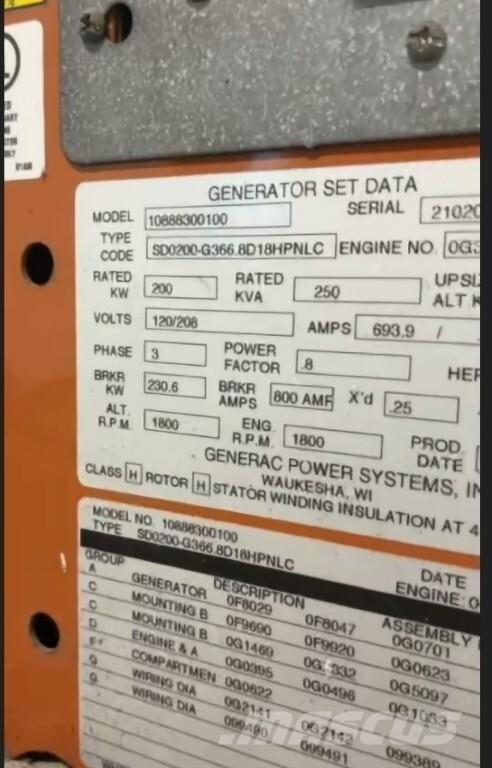 Generac SD200 Dízel áramfejlesztők