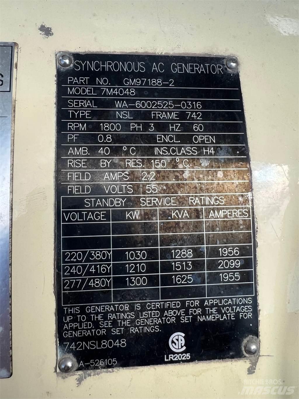 Kohler 1000kW Gáz Áramfejlesztők