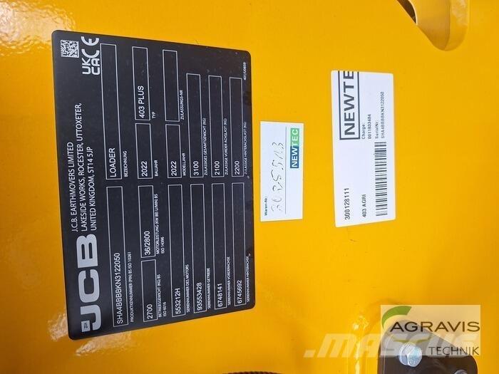 JCB 403 AGRI Gumikerekes homlokrakodók