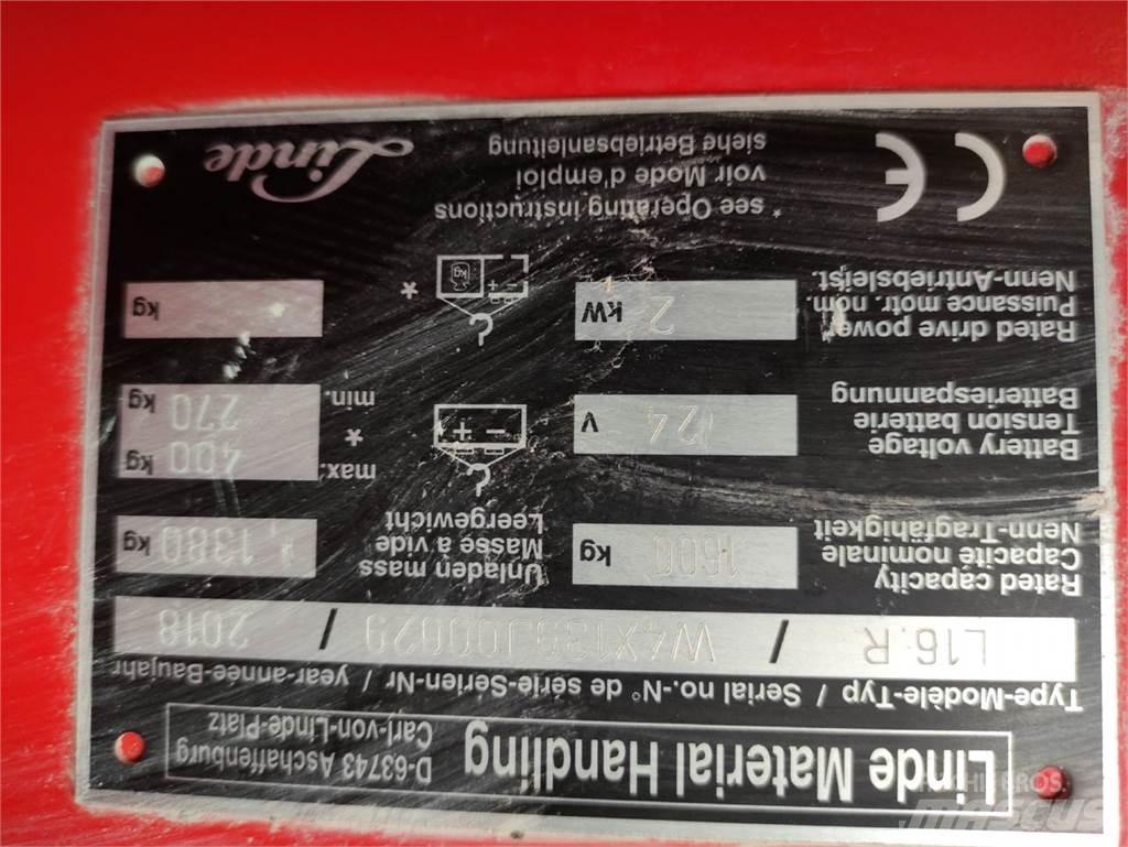 Linde L16 R Gyalogkíséretű targonca