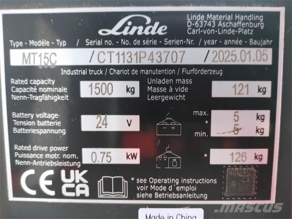 Linde MT15C Alacsony emelőkocsi