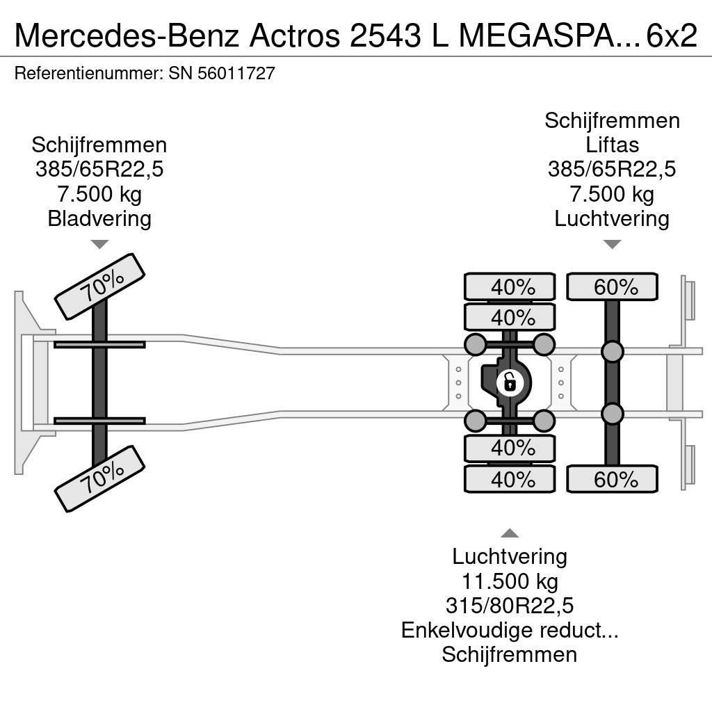 Mercedes-Benz Actros 2543 L MEGASPACE 6x2 MEILLER HOOK-ARM SYSTE Horgos rakodó teherautók