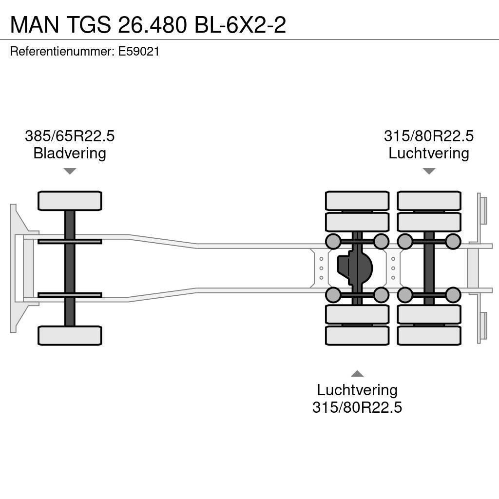 MAN TGS 26.480 BL-6X2-2 Konténer keretes / Konténeres teherautók
