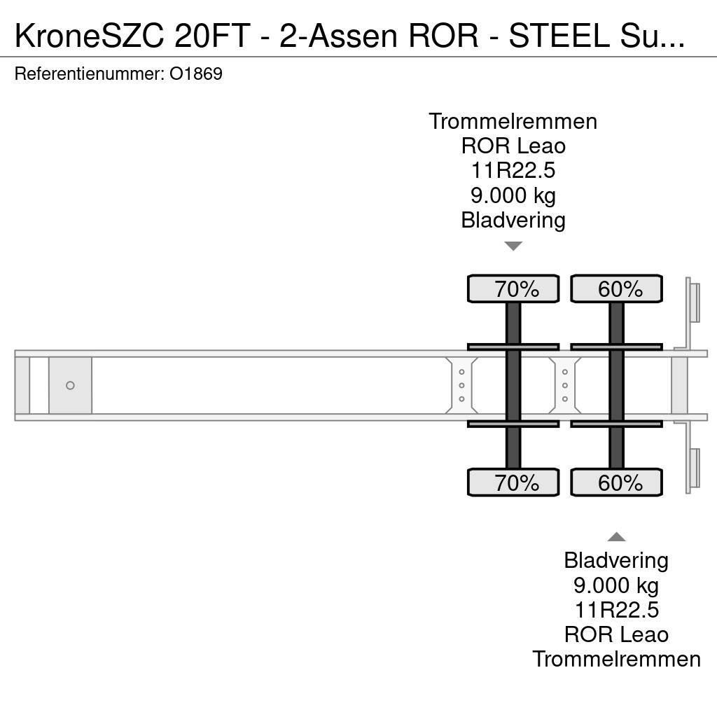Krone SZC 20FT - 2-Assen ROR - STEEL Suspension - DOUBLE Konténerkeret / Konténeremelő félpótkocsik