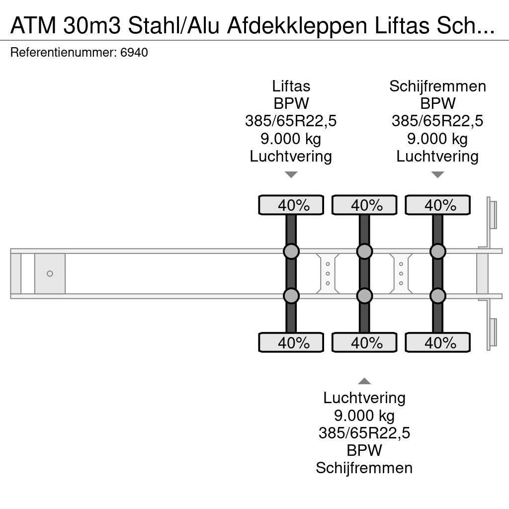 ATM 30m3 Stahl/Alu Afdekkleppen Liftas Scheibenbremsen Billenő félpótkocsik