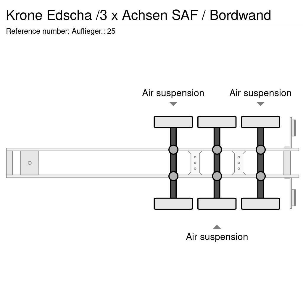 Krone Edscha /3 x Achsen SAF / Bordwand Elhúzható ponyvás félpótkocsik