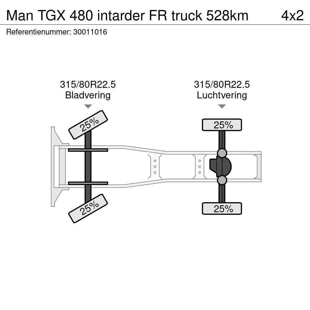 MAN TGX 480 intarder FR truck 528km Nyergesvontatók