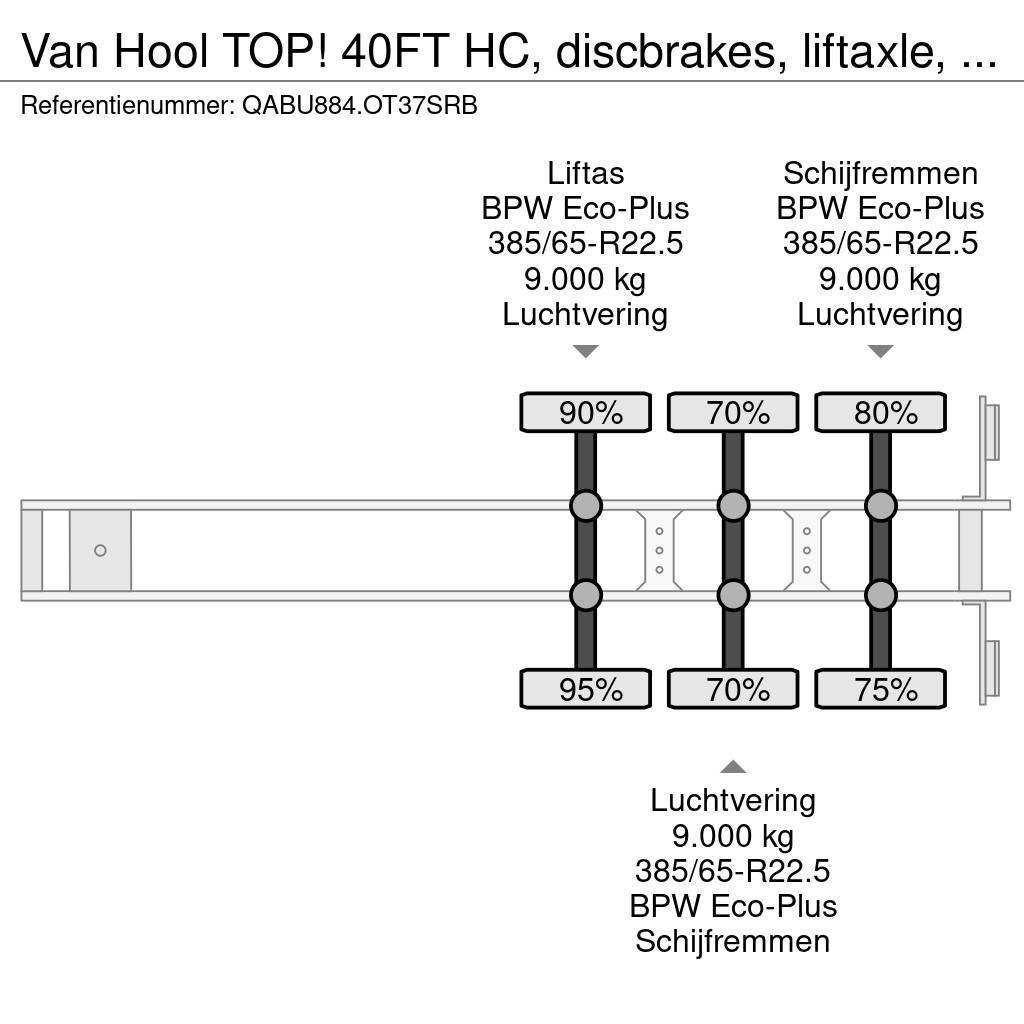 Van Hool TOP! 40FT HC, discbrakes, liftaxle, empty-weight: Konténerkeret / Konténeremelő félpótkocsik