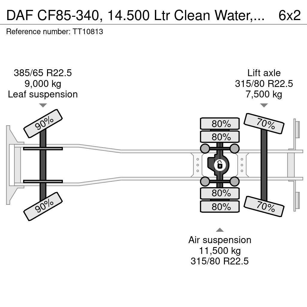 DAF CF85-340, 14.500 Ltr Clean Water, High-Pressure, E Tanker trucks
