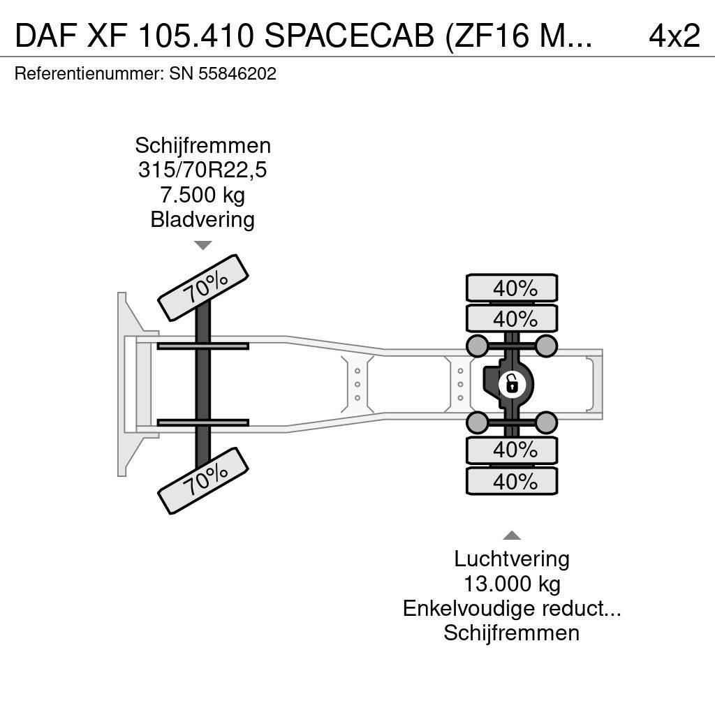 DAF XF 105.410 SPACECAB (ZF16 MANUAL GEARBOX / MX-BRAK Nyergesvontatók
