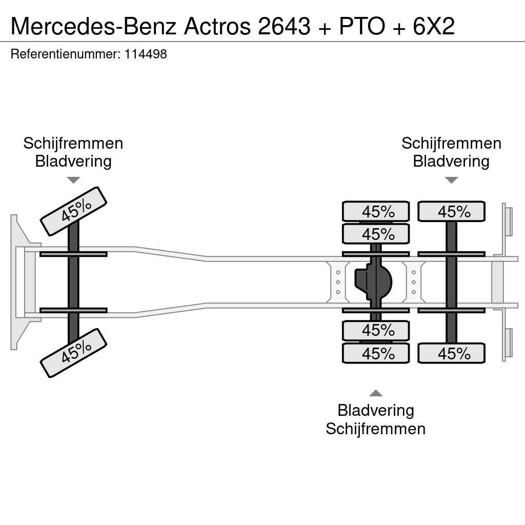 Mercedes-Benz Actros 2643 + PTO + 6X2 Platós / Ponyvás teherautók