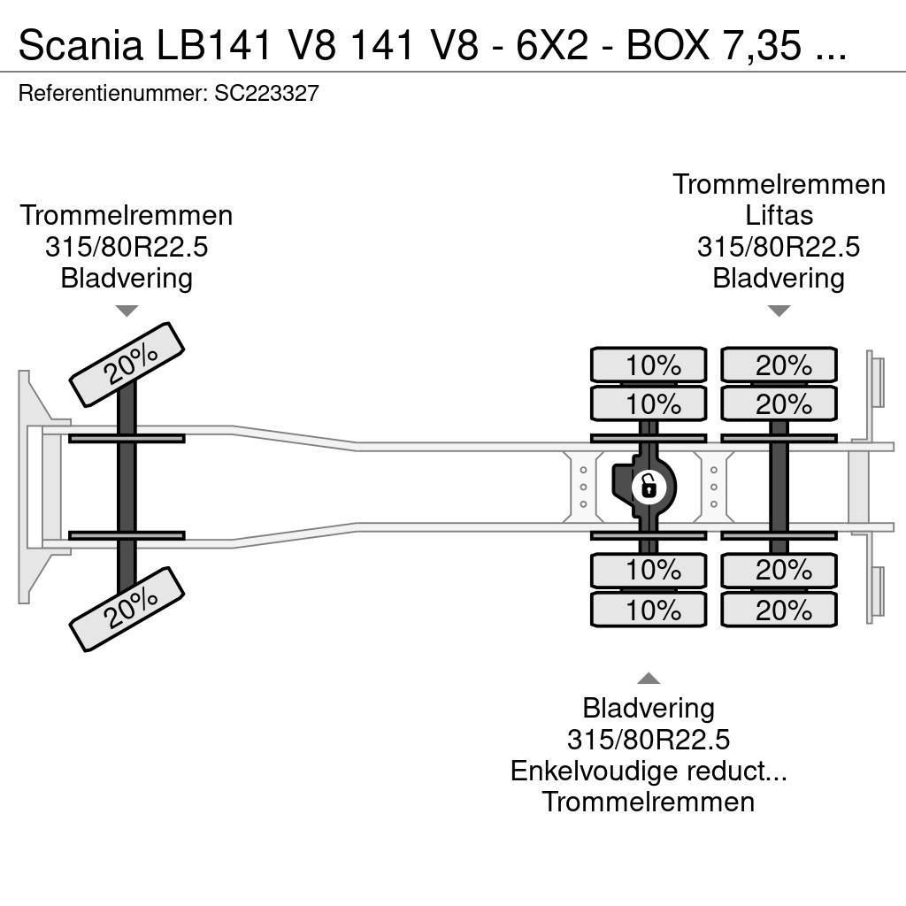 Scania LB141 V8 141 V8 - 6X2 - BOX 7,35 METER Platós / Ponyvás teherautók