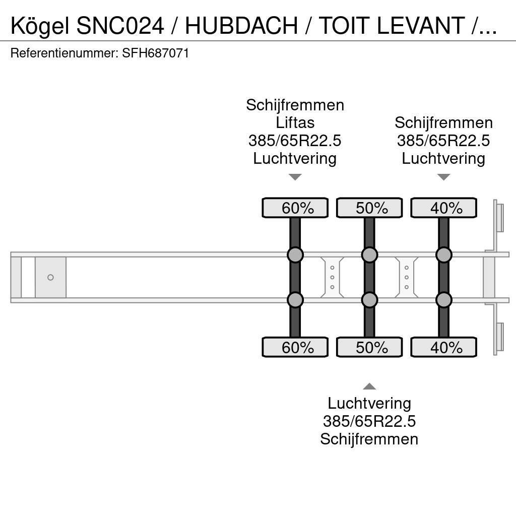 Kögel SNC024 / HUBDACH / TOIT LEVANT / HEFDAK / LIFTAS Elhúzható ponyvás félpótkocsik
