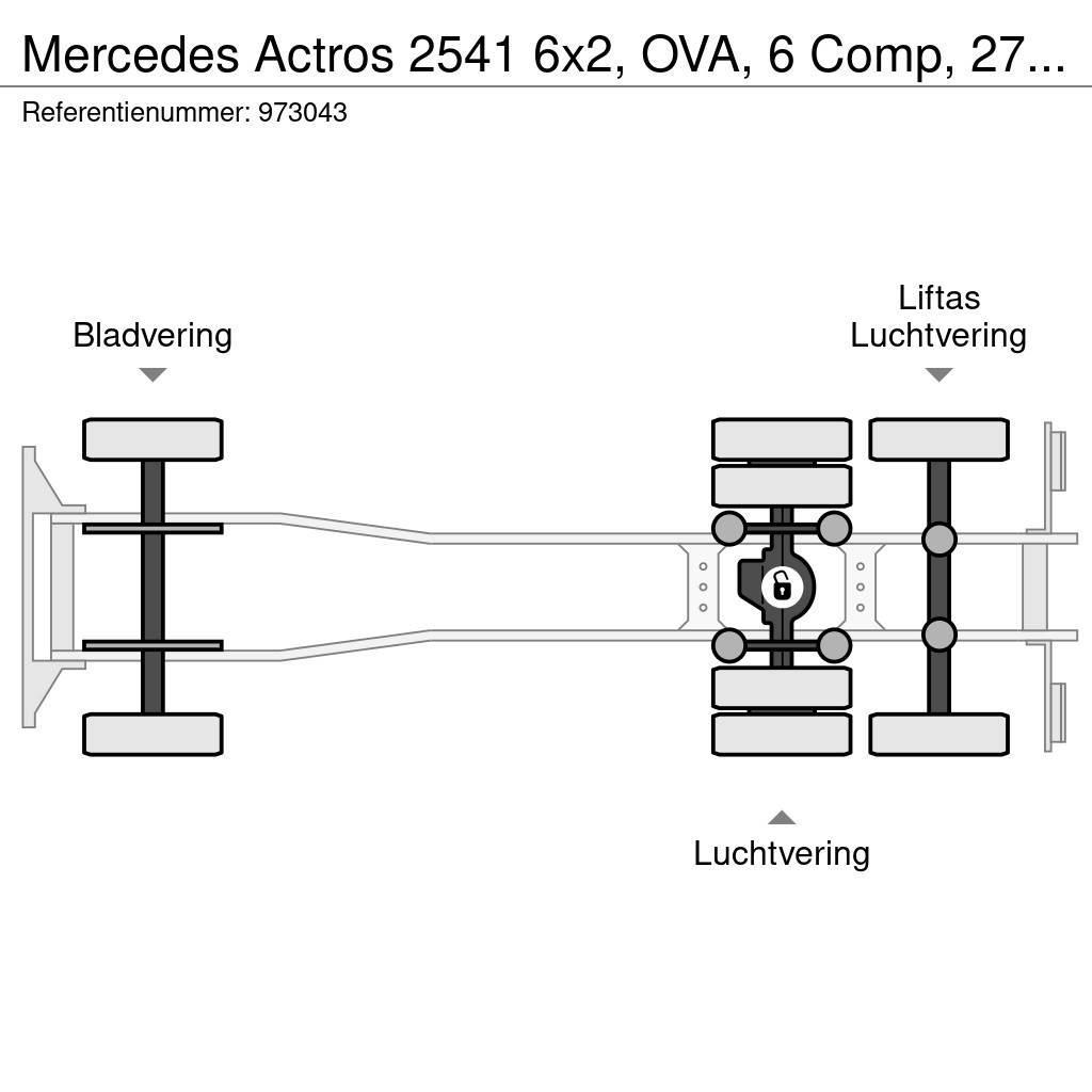 Mercedes-Benz Actros 2541 6x2, OVA, 6 Comp, 27 M3, 3 Pedals Tartályos teherautók